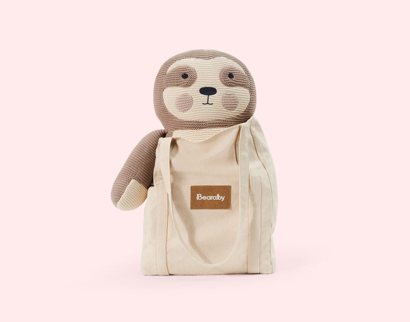 weighted sloth stuffed animal with bag