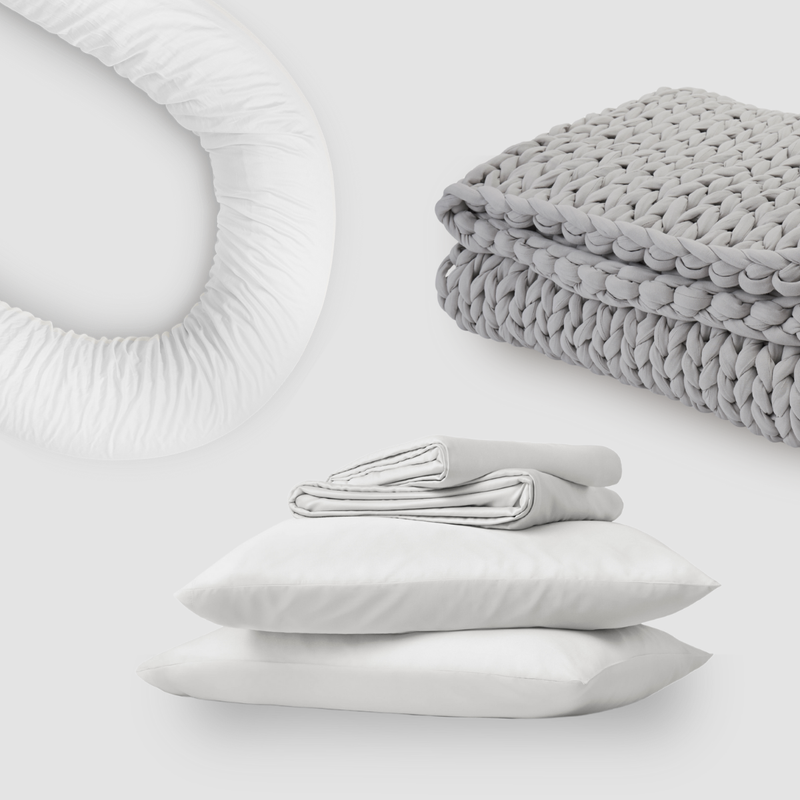 Second Skin Sheets + Cotton Weighted Blanket + Body Pillow