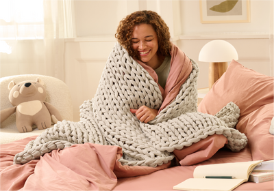 Cotton Weighted Blanket + Muslin Throw mobile dropdown