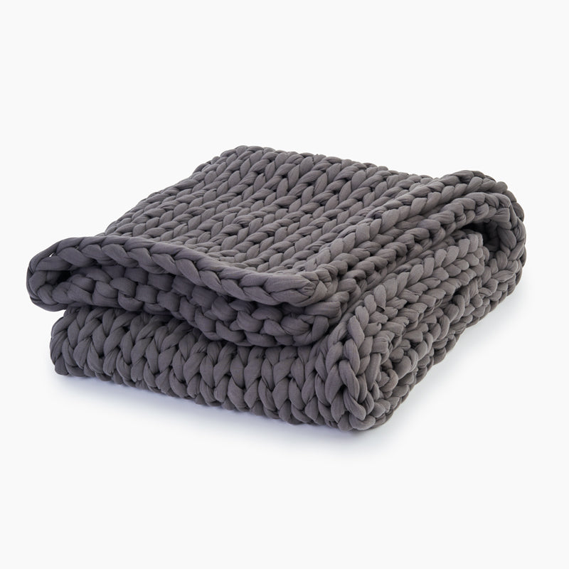 Folded knitted weighted blanket
