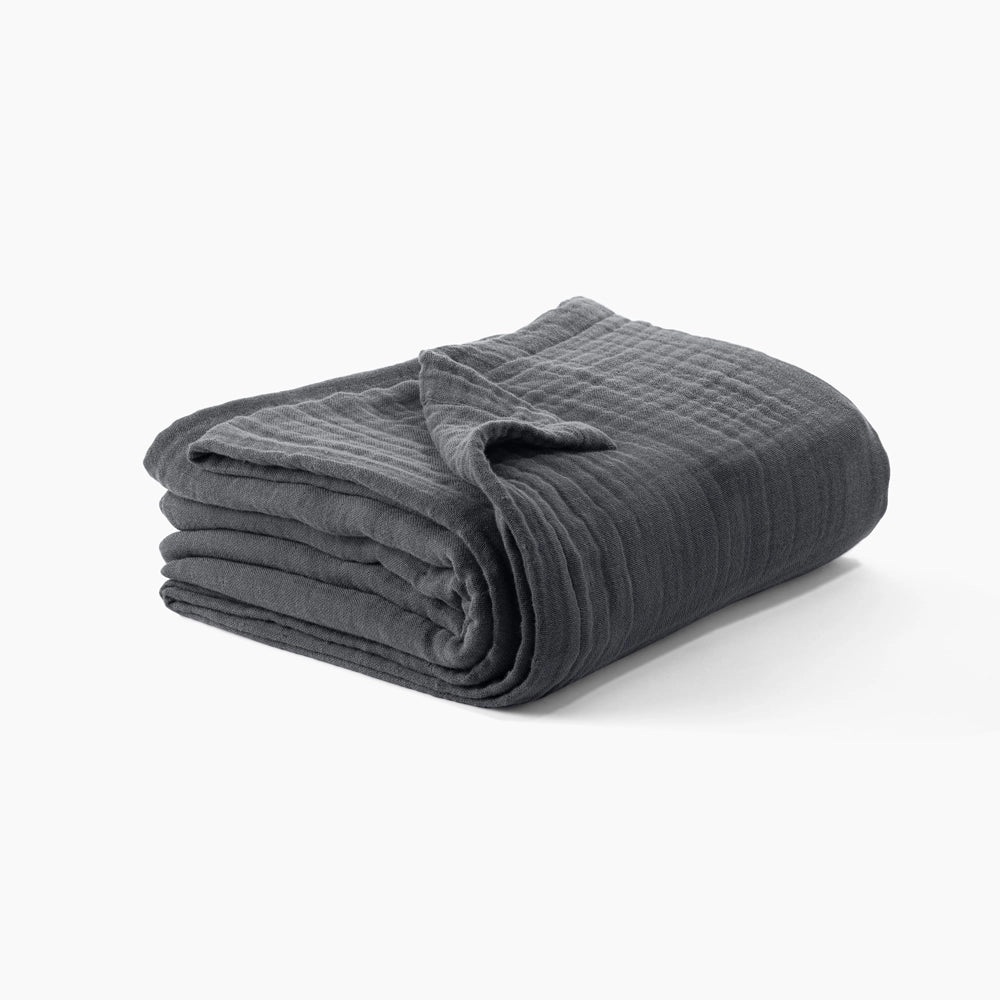 bearaby asteroid grey muslin blanket folded view