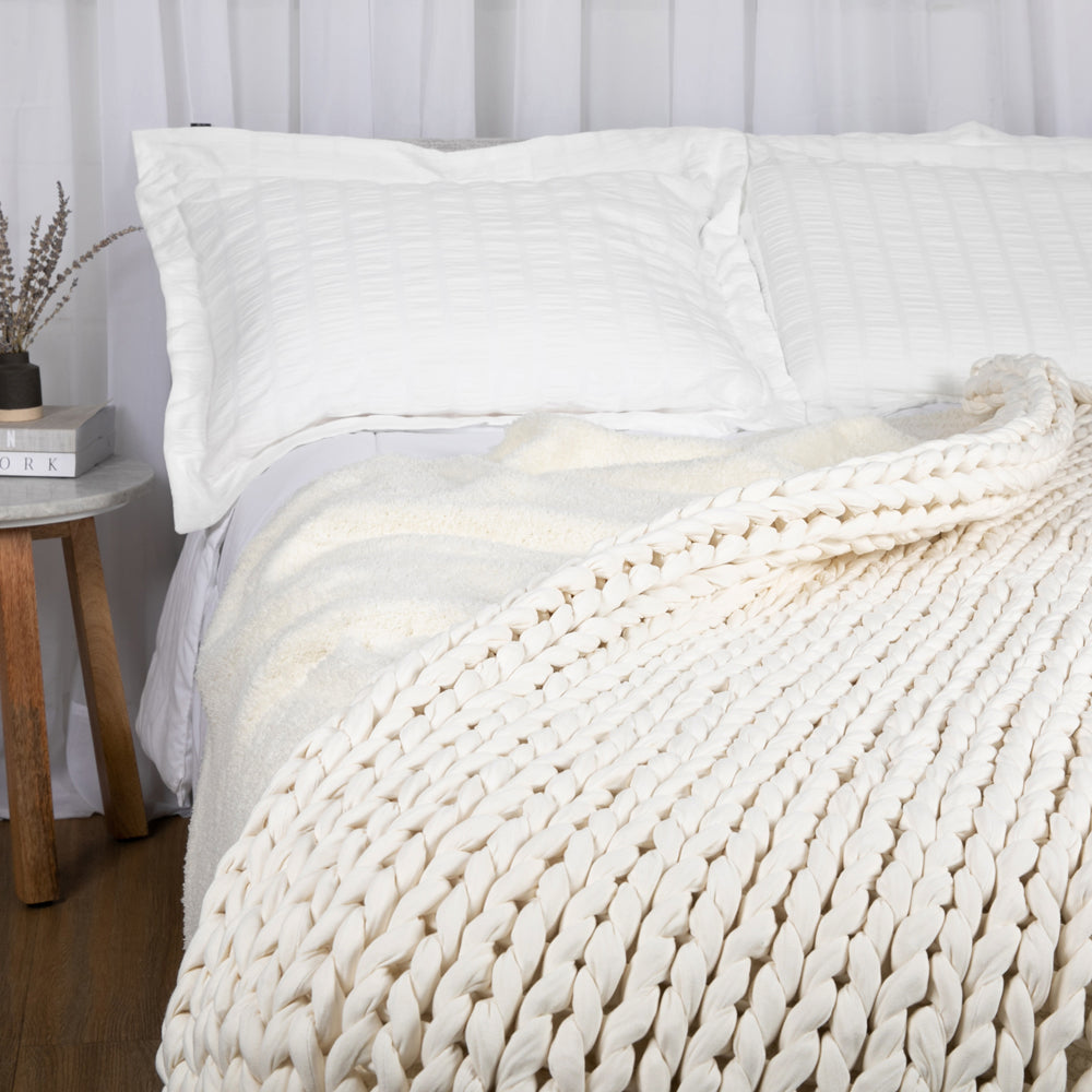 Cotton Weighted Blanket + Plushknit Throw