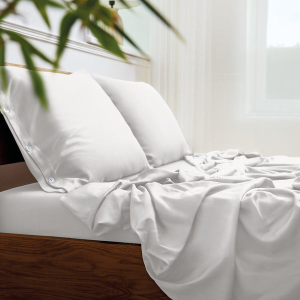 white bearaby bamboo sheet with pillow cover