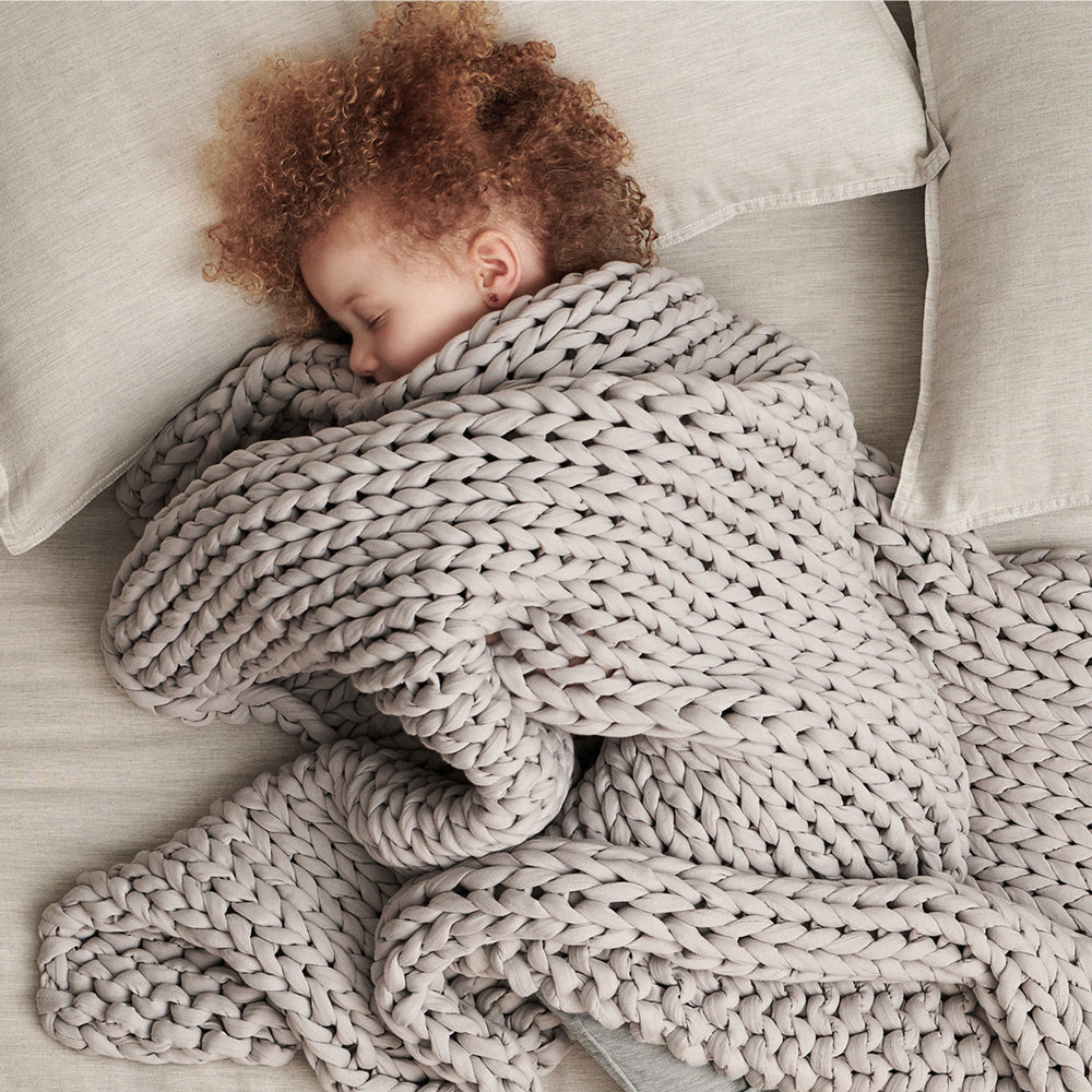 bearaby moonstone grey kids weighted blanket