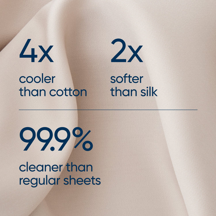Morning Pearl bearaby pillowcase with product benefits like '4x cooler than cotton', '2x softer than silk', and '99.9% cleaner