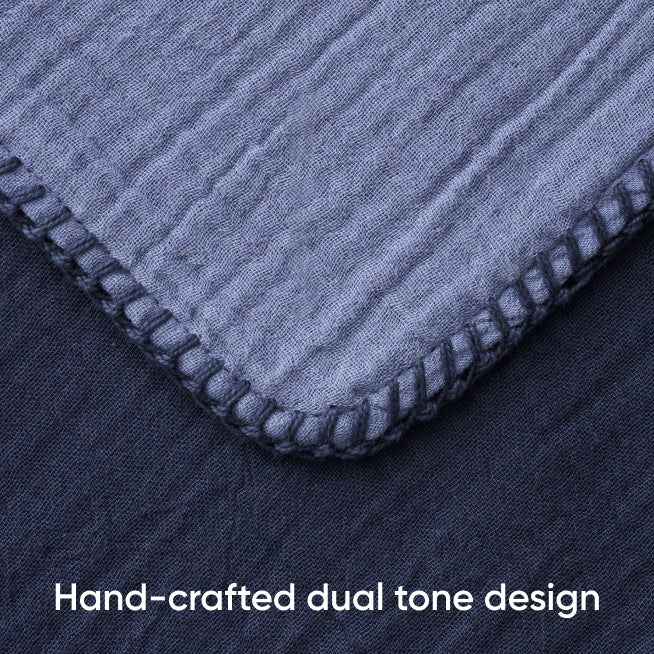 bearaby double tone midnight blue muslin blanket closeup image