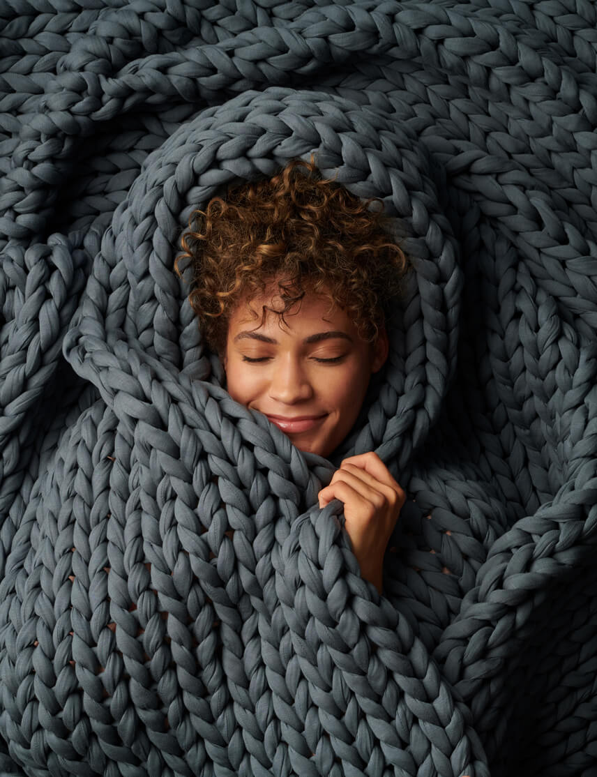 weighted blanket, chunky knit blanket