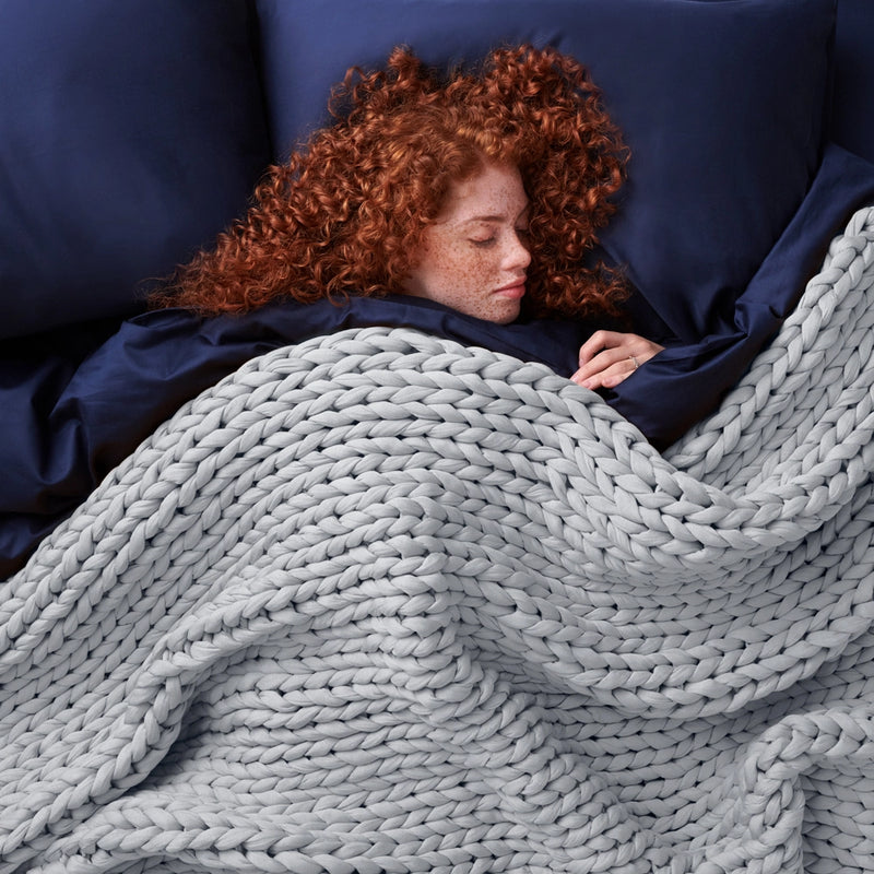 girl sleeping with bearaby tencel blanket