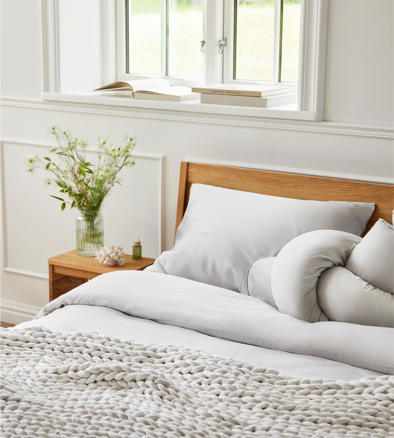 Second Skin Sheets + Cotton Weighted Blanket + Body Pillow