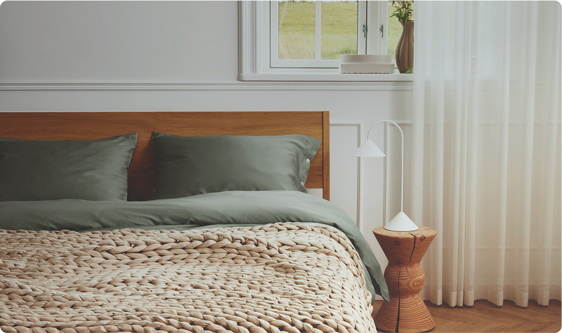 Second Skin Sheets + Cotton Weighted Blanket + Body Pillow
