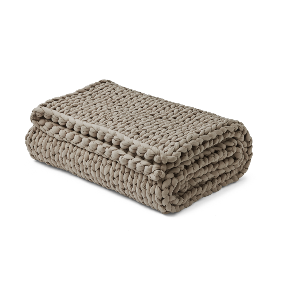 Folded softwood blanket on a white background