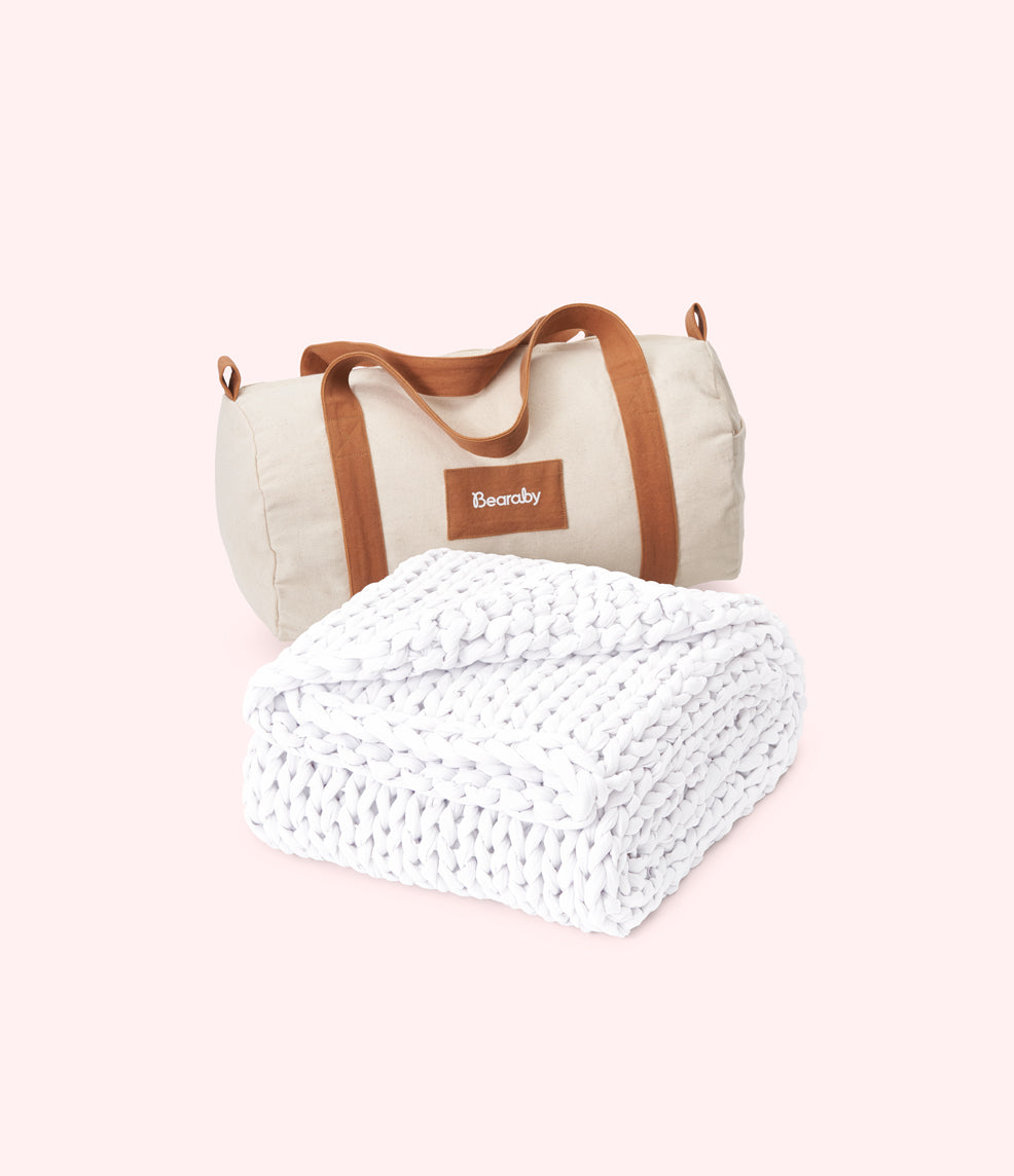 Cloud White - Travel Weighted Blanket with Bag