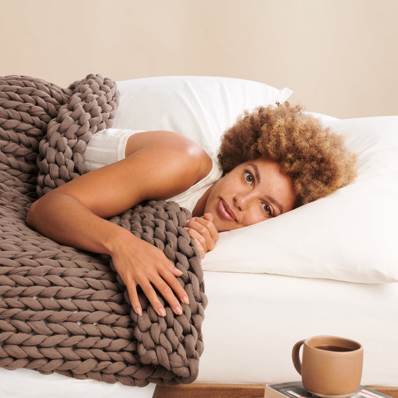 cooling weighted blanket - cocoa